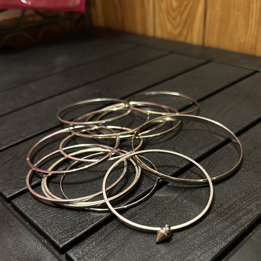 12 Elegant Silver Like Bangle Set